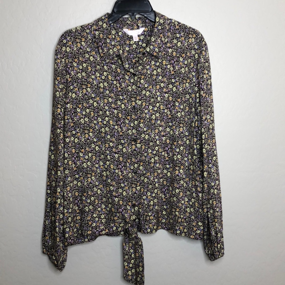 LC Lauren Conrad Button Down Floral Blouse Size XL